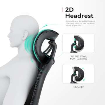 SIHOO M102C Ergonomic Mesh Office Chair, High Back Desk Chair with 3D Armrests, Up&Down Lumbar Support, Swivel Computer Task Chair with Adjustable 2D Headrest, Tilt Function Black