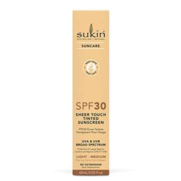Sukin Suncare SPF 30 Sheer Touch Tinted Sunscreen, Light/Medium Skin Tone, 2.03 Ounce