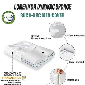 lomenmon Sandwish Memory Foam Pillow, Orthopedic Cervical Support Pillow for Neck Shoulder and Pain Relief Sleeping, Height Adjustable, Ergonomic Side Sleeper Lateral Lying Prone Supine, Blue