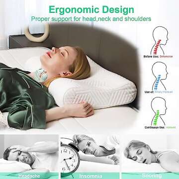 lomenmon Sandwish Memory Foam Pillow, Orthopedic Cervical Support Pillow for Neck Shoulder and Pain Relief Sleeping, Height Adjustable, Ergonomic Side Sleeper Lateral Lying Prone Supine, Blue