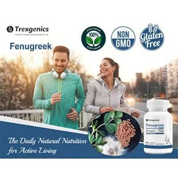 Trexgenics® Fenugreek Premium Standardized (50% Saponin) 600 mg Vegan & Gluten Free with Bio-Enhancer Piperine 5mg Multi-Action Herbal Complex (60 Veg Capsules)