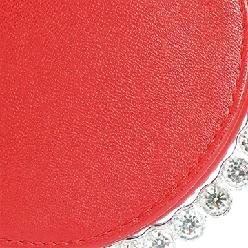 Cute Mini Heart Shape Evening Clutch Bag, Rhinestone Diamond Frame Wedding Party Purse Handbag for Women (red)