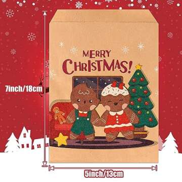 Kolewo4ever 240 Pieces Christmas Kraft Treat Bags Holiday Bags With Xmas Tree Santa Claus, Elk Print...