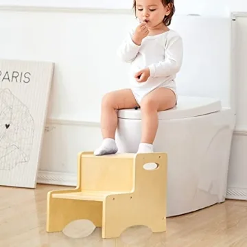 WOOD CITY Wooden Toddler Step Stool for Safe Independence