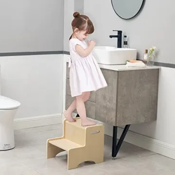 WOOD CITY Wooden Toddler Step Stool for Safe Independence