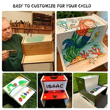 WOOD CITY Wooden Toddler Step Stool for Safe Independence