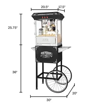 Lincoln Popcorn Machine with Cart for Parties and Home Use