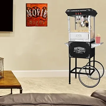 Lincoln Popcorn Machine with Cart for Parties and Home Use