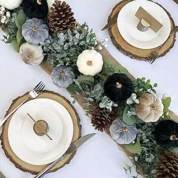 Elegant Velvet Pumpkins Set for Fall Decor and Celebrations