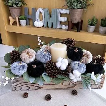 Elegant Velvet Pumpkins Set for Fall Decor and Celebrations
