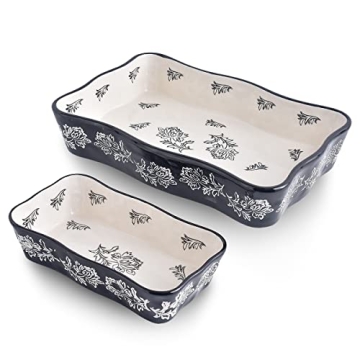 Wisenvoy Baking Dish Casserole Dish Ceramic Lasagna Pan Set – Elegant 2-Piece Bakeware for All Occ...
