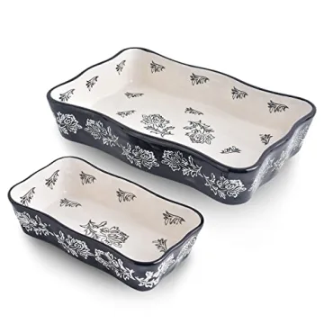 Wisenvoy Baking Dish Casserole Dish Ceramic Lasagna Pan Set – Elegant 2-Piece Bakeware for All Occ...