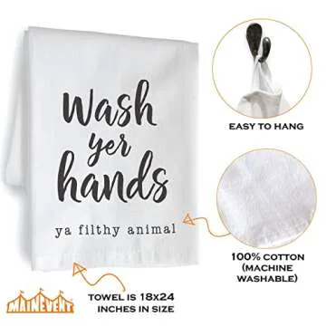 Wash Your Hands Ya Filthy Animal Funny Dish Towel