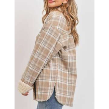 Dokotoo Winter Jackets for Women Warm Thick Fleece Lined Plaid Jacket Teddy Bear Button Down Sherpa ...