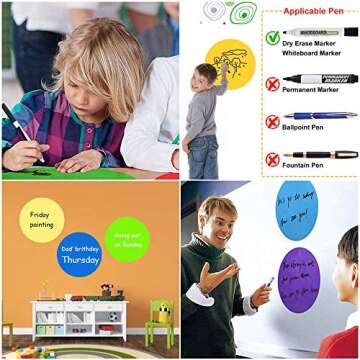 QTQYQJ 12Pcs Self-Sticking Dry Erase Circles Whiteboard Marker Removable Vinyl Stickers Wall Table Spots for Teachers - Perfect for Classroom Table, Home and Office（11” Diameter）