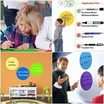 QTQYQJ 12Pcs Self-Sticking Dry Erase Circles Whiteboard Marker Removable Vinyl Stickers Wall Table Spots for Teachers - Perfect for Classroom Table, Home and Office（11” Diameter）