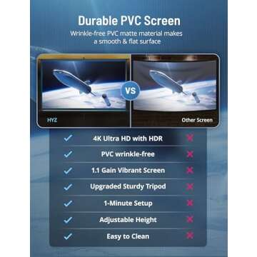 HYZ 100" Projector Screen - 4K HD, Easy Setup, and Carry Bag