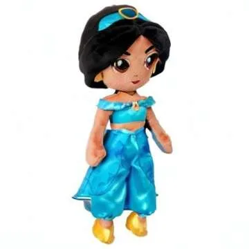 Disney Store Official Princess Plush Doll (Jasmine from Aladdin) Medium 14 Inches, Princess Dolls with Embroidered Features, Plush Toys, Princess Toys for Girls