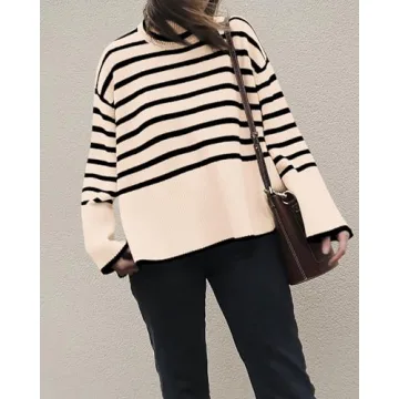 BTFBM Women's Oversized Turtleneck Knit Sweater