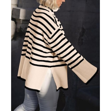 BTFBM Women's Oversized Turtleneck Knit Sweater