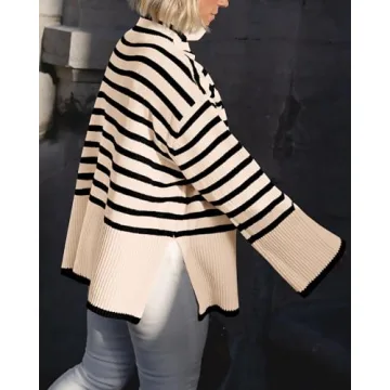 BTFBM Women's Oversized Turtleneck Knit Sweater