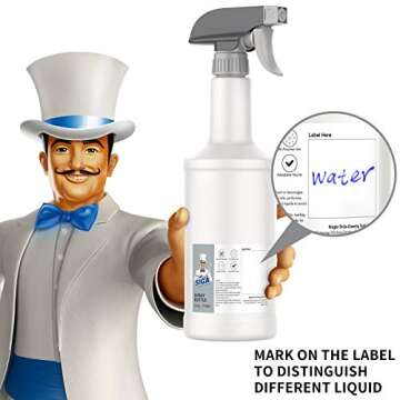 MR.SIGA 24 oz Empty Plastic Spray Bottles for Cleaning Solutions, Heavy Duty Household Reusable Spra...