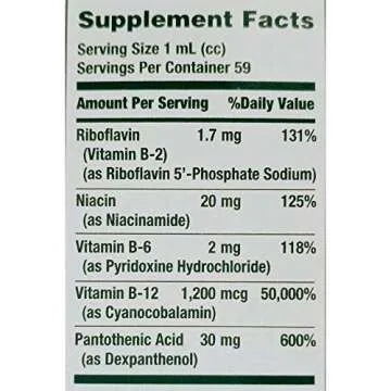 Nature's Bounty B Complex with B12 Sublingual Liquid Fast Acting Dietary Supplement, Unflavored, Gluten Free, 2 Fl Oz