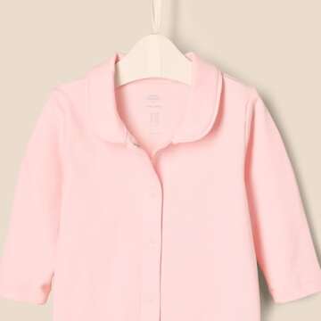 Amazon Essentials x Sofia Grainge Unisex Babies' Sleep and Play Bodysuit, Pack of 2, Ivory/Pink, 6-9 Months