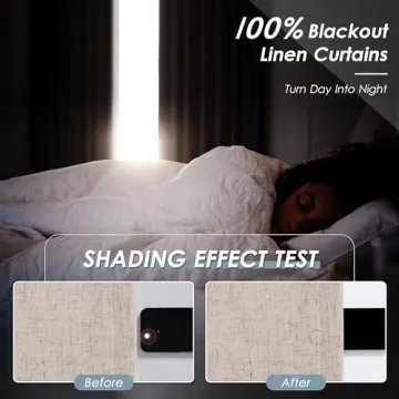 Elegant 100% Blackout Linen Curtains for Light Blocking