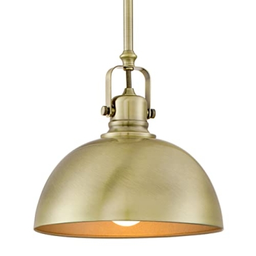 Kira Home Belle 9" Contemporary Industrial Pendant Light, Adjustable Length + Shade Swivel Joint, Br...