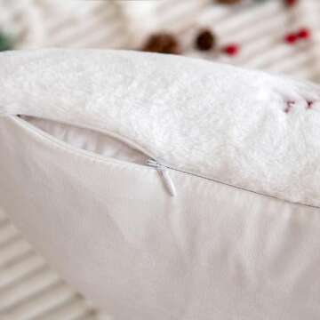 MIULEE Pack of 2 Christmas Decorative Throw Pillow Covers Soft Faux Fur Pillow Cases with Embroidery Snowflake Winter Cute Pillowcases Holiday Decor for Couch Sofa Bedroom, 20 x 20 Inch, Red