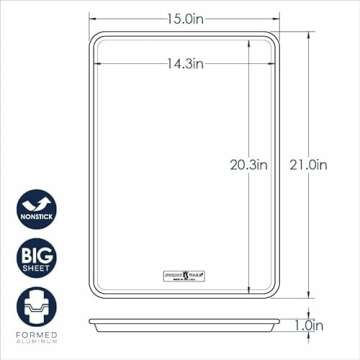 Nordic Ware Nonstick Pan Big Sheet Naturals Aluminum, 21" x 15", Gold