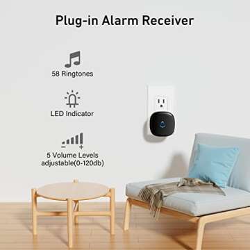 SECRUI Driveway Alarm, Wireless Oudoor Motion Sensor Alarm with 58 Chimes,Weatherproof Motion Detector, 20ft/40ft PIR Detection Range-Protect Outside Property,Black,1 Receiver 1 Detector