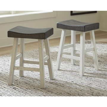 Signature Design by Ashley Glosco Casual 25" Counter Height Barstool, Antique White & Light Brown