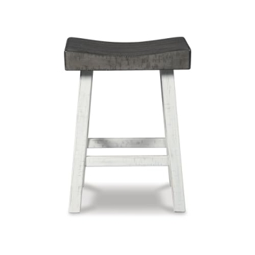 Signature Design by Ashley Glosco Casual 25" Counter Height Barstool, Antique White & Light Brown
