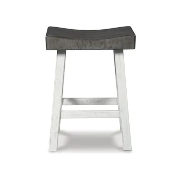 Signature Design by Ashley Glosco Casual 25" Counter Height Barstool, Antique White & Light Brown