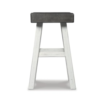 Signature Design by Ashley Glosco Casual 25" Counter Height Barstool, Antique White & Light Brown
