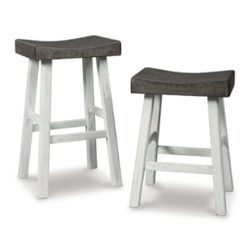 Signature Design by Ashley Glosco Casual 25" Counter Height Barstool, Antique White & Light Brown