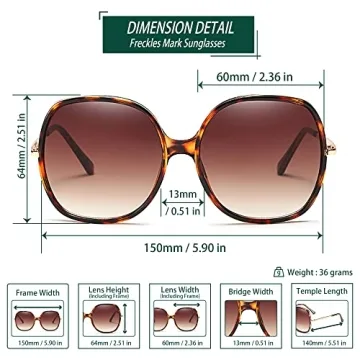 Freckles Mark 70s Oversized Square Sunglasses for Women