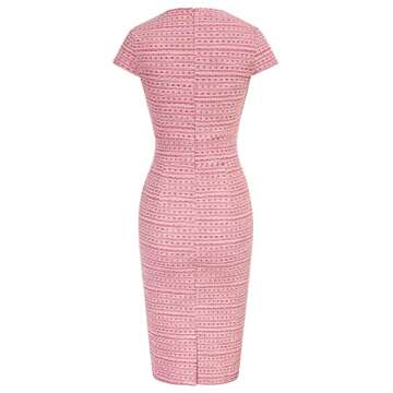 GRACE KARIN Women's Pink Dress Elegant Cap Sleeve Tweed HIPS-Wrapped Pencil Dress for Cocktail