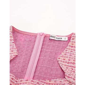 GRACE KARIN Women's Pink Dress Elegant Cap Sleeve Tweed HIPS-Wrapped Pencil Dress for Cocktail