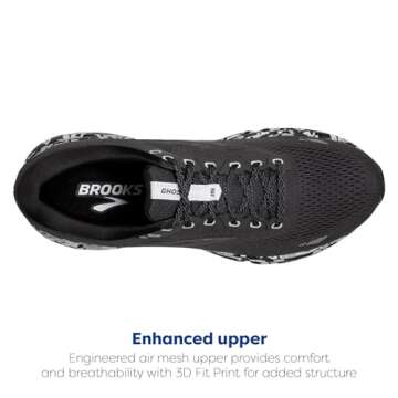 Brooks Women's Ghost 15 Neutral Running Shoe - Ebony/Black/Oyster - 6 Medium