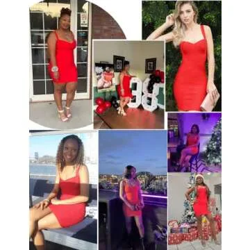 meilun Women's Rayon Sleeveless Bandage Slim Fit Bodycon Dress Medium Red