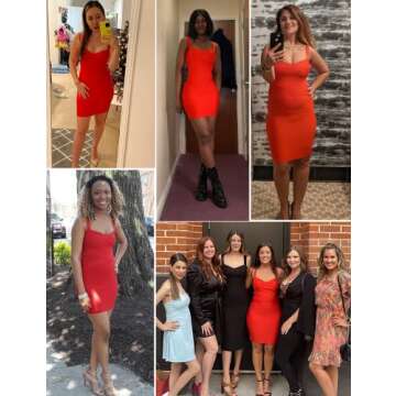 meilun Women's Rayon Sleeveless Bandage Slim Fit Bodycon Dress Medium Red