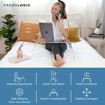 Acrylic Bed Tray with Handles - Clear Laptop Stand for Bed - Computer Lap Desk for Reading, Eating, Writing - Mobile Lucite Table for Bed, Couch or Sofa - 21" x 12" x 9"