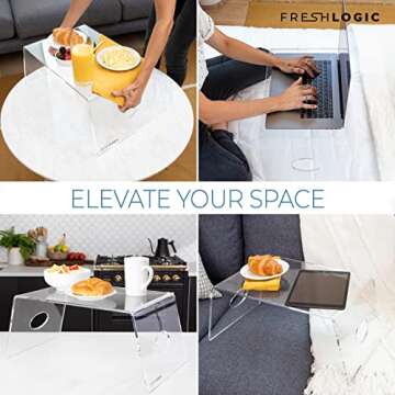 Acrylic Bed Tray with Handles - Clear Laptop Stand for Bed - Computer Lap Desk for Reading, Eating, Writing - Mobile Lucite Table for Bed, Couch or Sofa - 21" x 12" x 9"