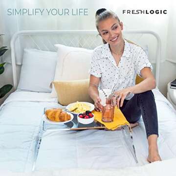 Acrylic Bed Tray with Handles - Clear Laptop Stand for Bed - Computer Lap Desk for Reading, Eating, Writing - Mobile Lucite Table for Bed, Couch or Sofa - 21" x 12" x 9"
