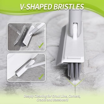 IVYROLL Grout Brush with Long Handle, Grout Cleaner for Tile Floors, Shower Tile Floor Scrubber for Cleaning Baseboard Bathroom