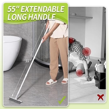 IVYROLL Grout Brush with Long Handle, Grout Cleaner for Tile Floors, Shower Tile Floor Scrubber for Cleaning Baseboard Bathroom