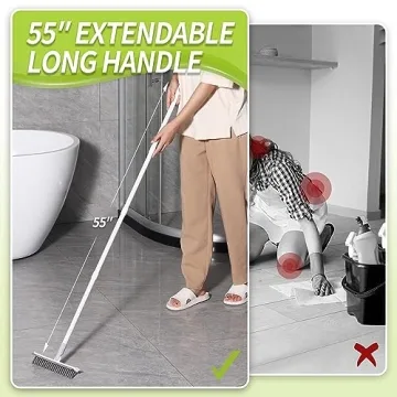 IVYROLL Grout Brush with Long Handle, Grout Cleaner for Tile Floors, Shower Tile Floor Scrubber for Cleaning Baseboard Bathroom